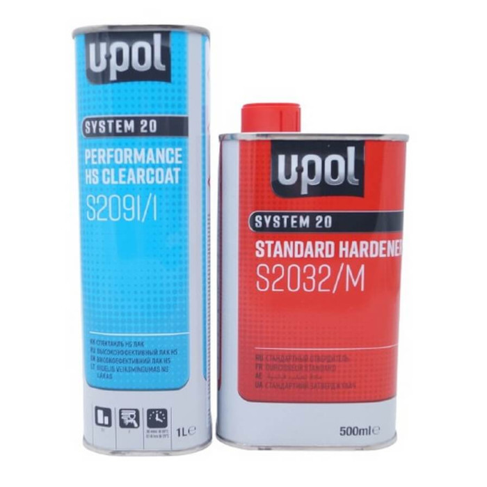 Лак акриловий високопродуктивний, 2:1 HS U-Pol S2091, 1 л + відп.
