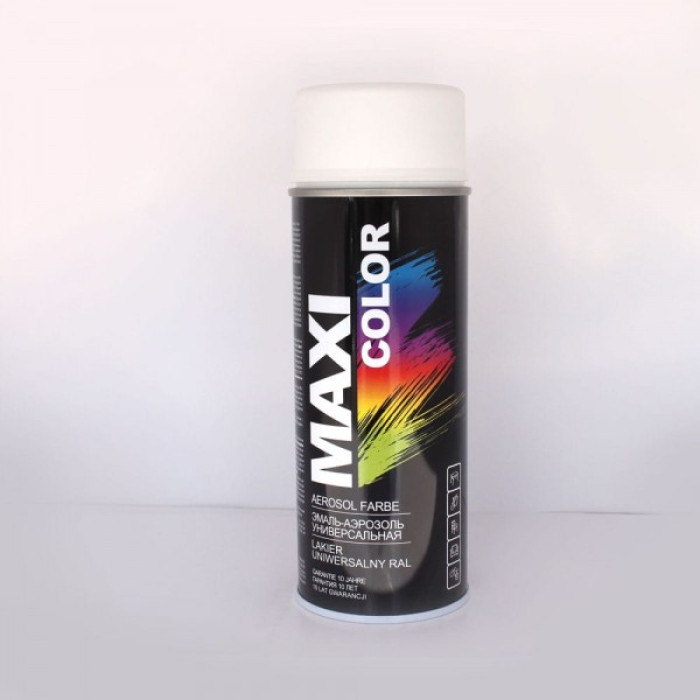 Фарба в балончику MAXI COLOR RAL 9010, біла глянсова