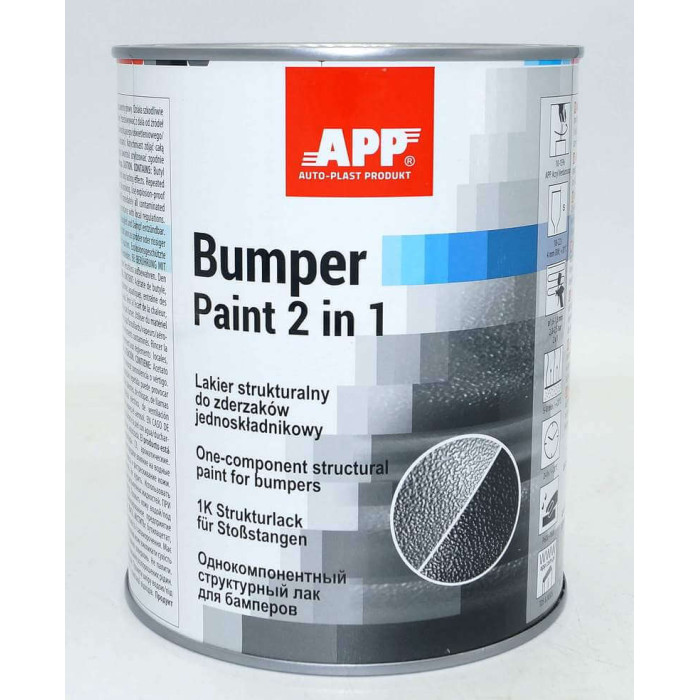 Фарба структурна для бамперів однокомпонентна APP Bumper Paint 2в1, чорна, 1л (арт. 020801)