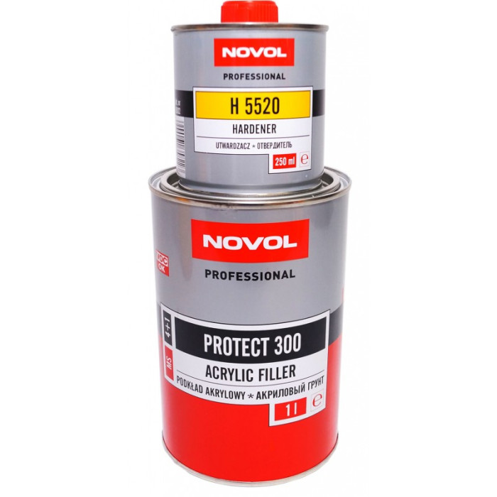 Грунт акриловий сірий 1л із затверджувачем 0,25л NOVOL Protect 300 (арт. 37011/35821)