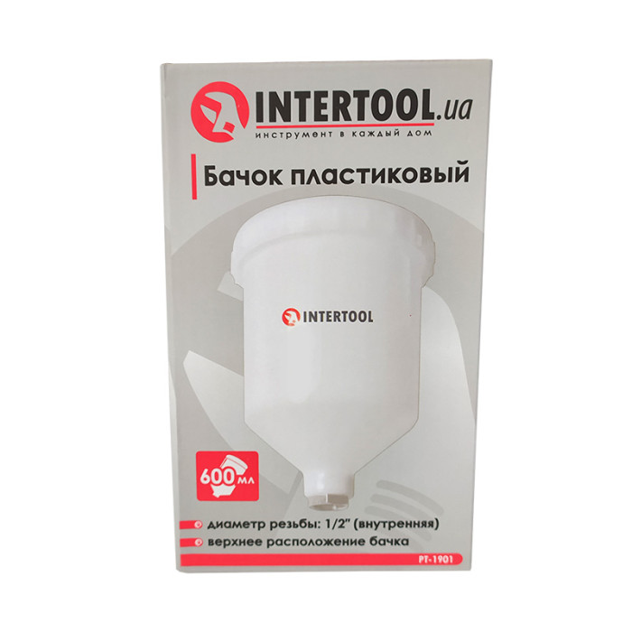 Бачок пластиковий з внутрішнім різьбленням М16х1.5, 600мл. INTERTOOL PT-1901