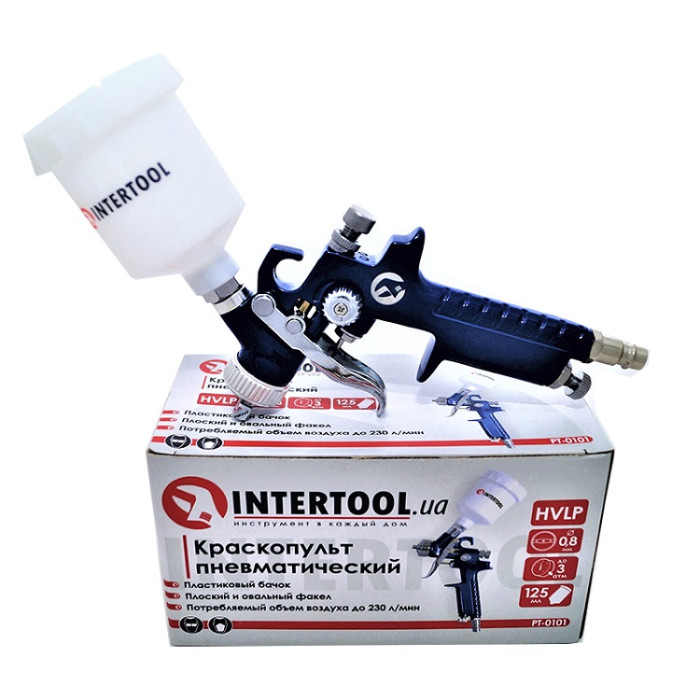 Краскопульт пневматичний HVLP міні, з дюзою 0.8мм, INTERTOOL PT-0101