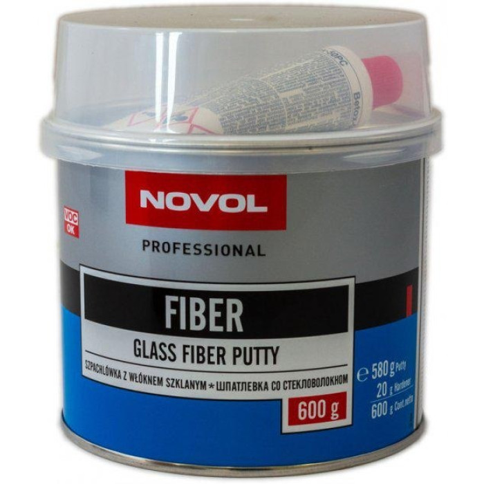 Шпаклівка 0,6 кг зі скловолокном поліефірна NOVOL 