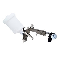 Пневматичний краскопульт LVLP, дюза 1.3мм, з редуктором, верхній пластиковий бачок 600мл., 2бар INTERTOOL PT-0130