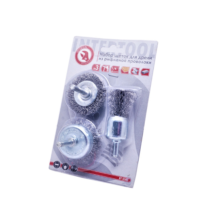 Набір дротяних щіток для дриля 3ед., 1/4