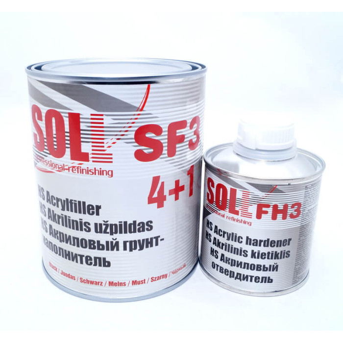 Грунт акриловий SOLL SF3 1л чорний 4+1 із затверджувачем FH3 0,25л (SF3 B1)