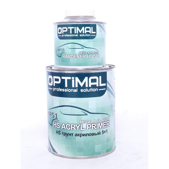 Грунт акриловий OPTIMAL SteelPlastic Acryfiller 5+1 HS, сірий (OPS-HP51G) 0,8л + відп. 0,2л