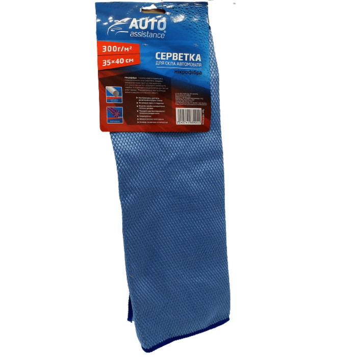 Серветка для скла, мікрофібра AUTO ASSISTANCE блакитна (35 х 40 см)