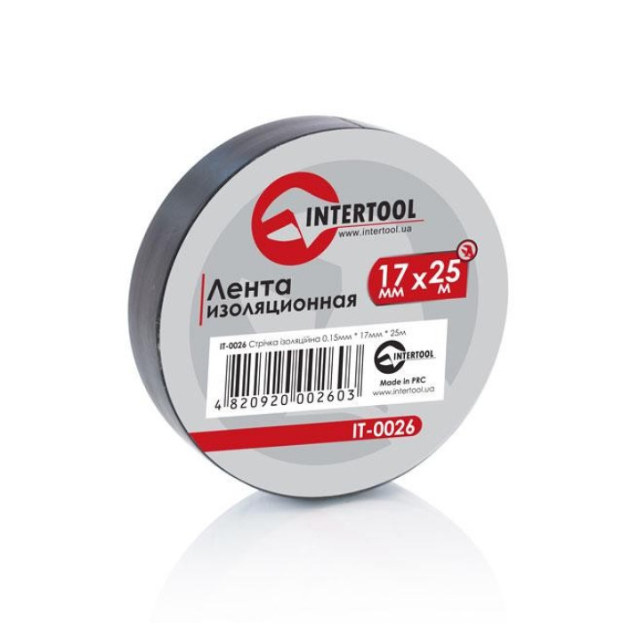 Стрічка ізоляційна 0,15 мм x 17 мм x 25 м чорна INTERTOOL IT-0026