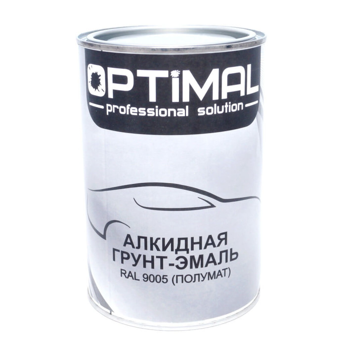 Алкідна ґрунт-емаль OPTIMAL OPS-RAL 9005 1л, чорна напівматова