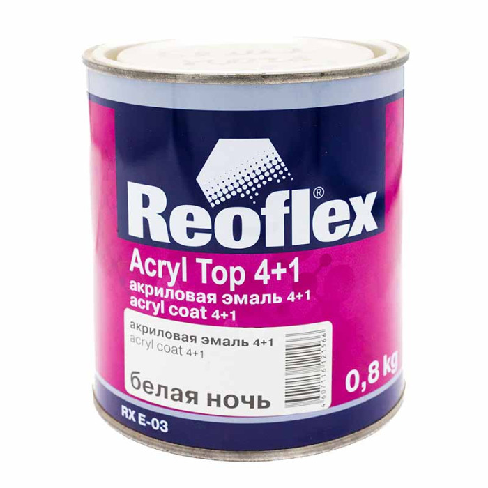 Акрилова емаль 4+1 Reoflex біла ніч (0,8 л) + затверджувач 4+1 (0,2 л) арт. RX E-03WN/RX H-53