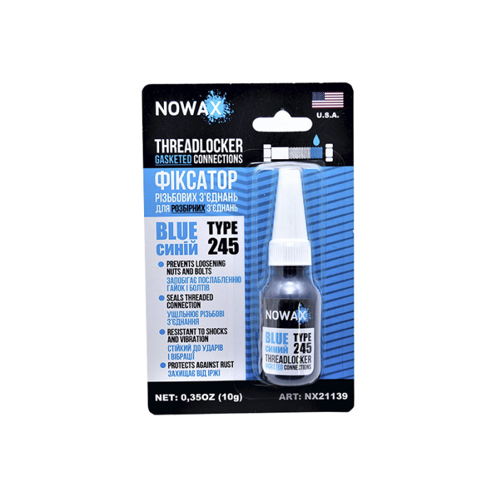 Фіксатор різьблення NOWAX THREADLOCKER BLUE NX21139, 10 г
