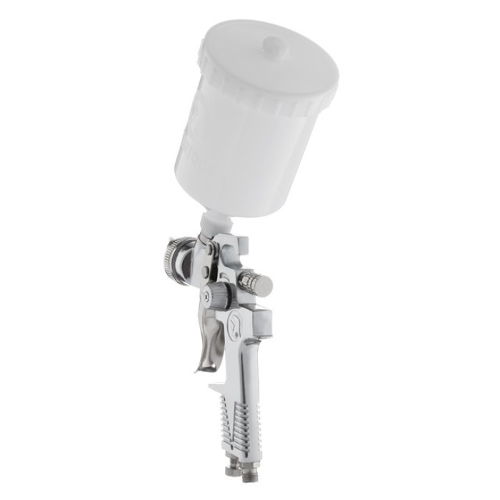 Пневматичний краскопульт HVLP, дюза 1.3мм., верхній пластиковий бачок 600мл, INTERTOOL PT-0106