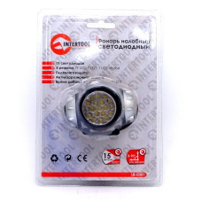 Ліхтар налобний світлодіодний, чотири режими роботи, 19 LED, батарейки 3 ААА. INTERTOOL LB-0301