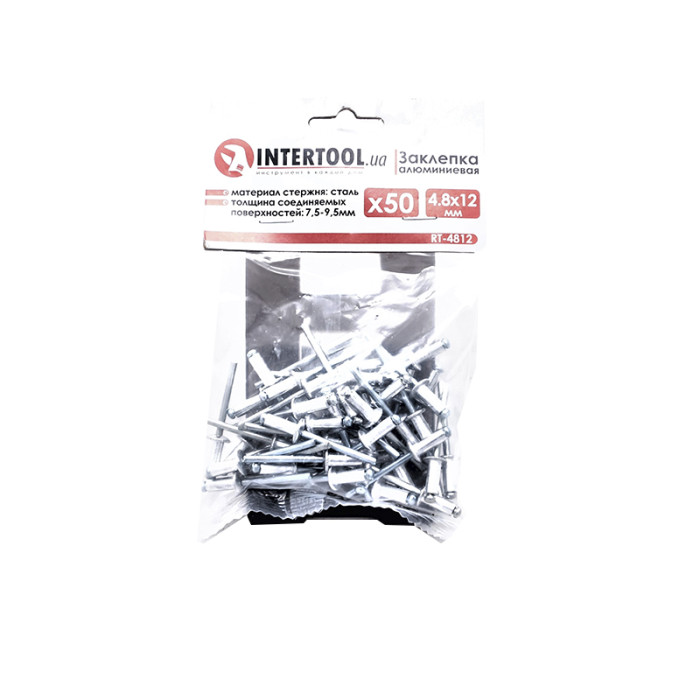 Заклепка алюмінієва 4,8x12 мм, упаковка 50 шт INTERTOOL RT-4812