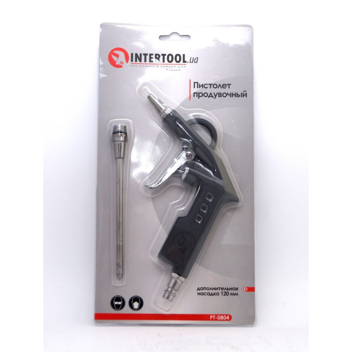 Пістолет продувний з додатковим наконечником 120 мм, короткий INTERTOOL PT-0804
