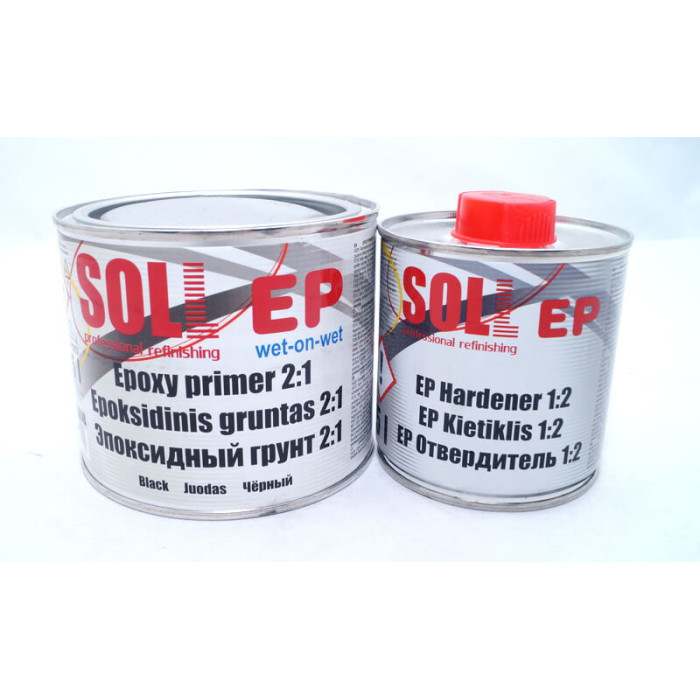 Грунт епоксидний SOLL із затверджувачем 2:1 чорний 0.75 л (S-EP 05B)