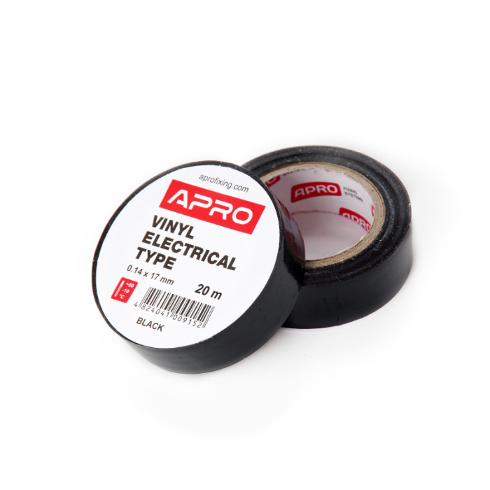 Стрічка ізоляційна Apro 20м*17*0,14мм чорна