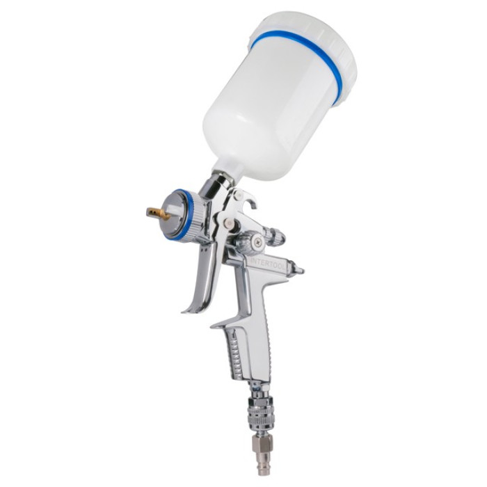 Краскопульт пневматичний HVLP II професійний, дюза 1.3мм, бачок 600мл, INTERTOOL PT-0105