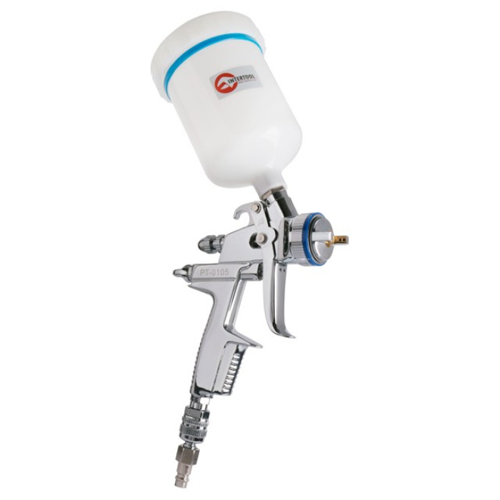 Краскопульт пневматичний HVLP II професійний, дюза 1.3мм, бачок 600мл, INTERTOOL PT-0105