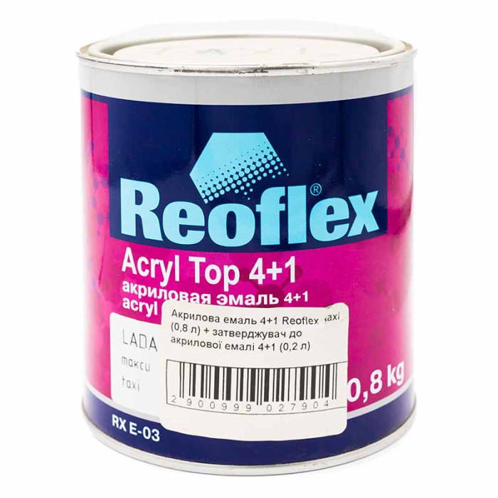 Акрилова емаль 4+1 Reoflex 299 taxi (0,8 л) + затверджувач до акрилової емалі 4+1 (0,2 л)