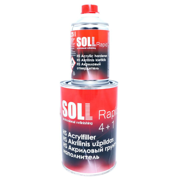 Грунт акриловий SOLL SFR 4+1 HS швидковисихаючий, сірий 1л + відп. 0,25л