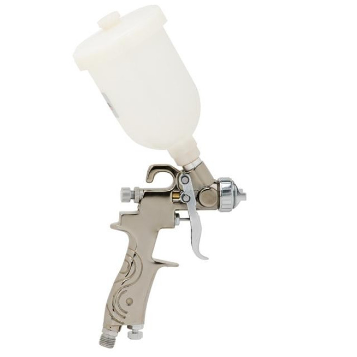 Пневматичний краскопульт LVMP MINI форсунка 0.8 мм, верхній пластиковий бачок 250 мл, 2-2.5 бар INTERTOOL PT-0129