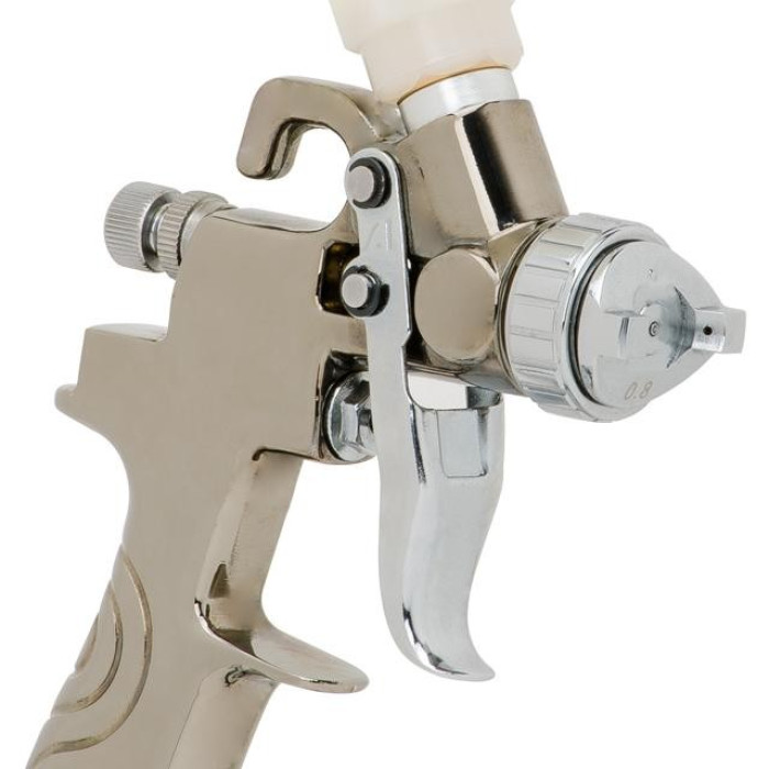 Пневматичний краскопульт LVMP MINI форсунка 0.8 мм, верхній пластиковий бачок 250 мл, 2-2.5 бар INTERTOOL PT-0129