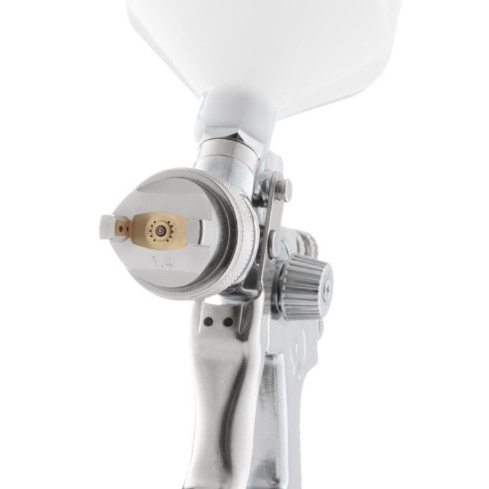 Краскопульт пневматичний HVLP, форсунка 1.4мм, верхній бачок 600мл, INTERTOOL PT-0103