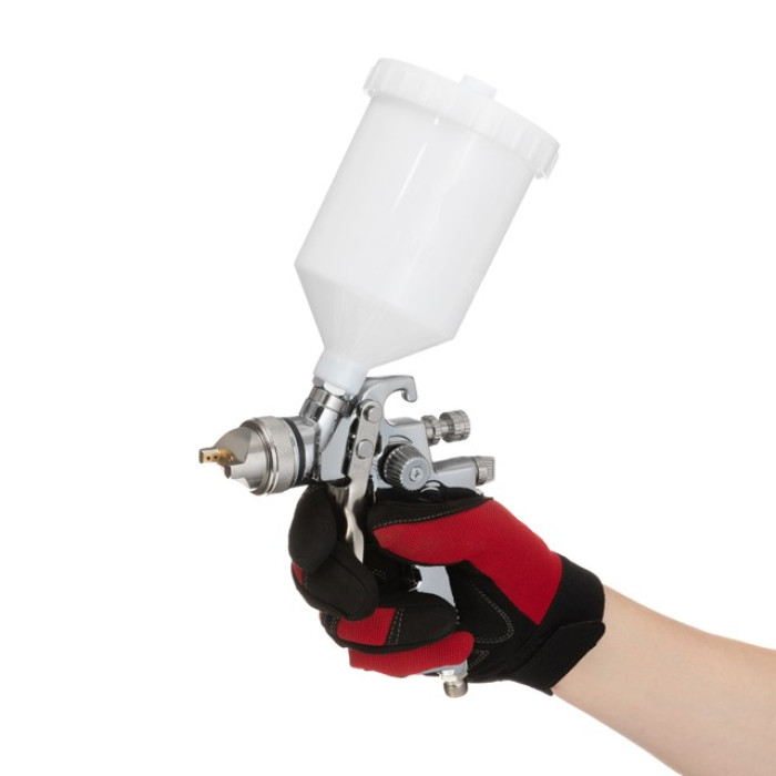 Краскопульт пневматичний HVLP, форсунка 1.4мм, верхній бачок 600мл, INTERTOOL PT-0103