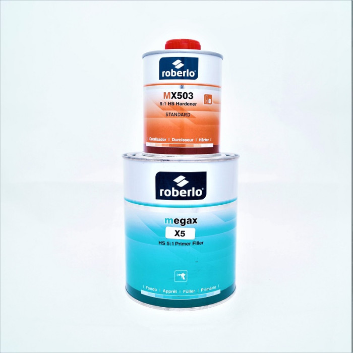 Ґрунт акриловий темно-сірий ROBERLO HS 5:1 Primer Filler X5 1л. з відп. у комплекті (62704-X5)