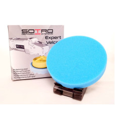 Губка полірувальна гладка на липучці SOTRO D150/H25мм, блакитна - надтверда (гладка) (арт. T091501)