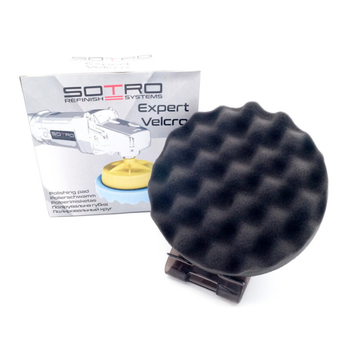 Губка полірувальна профіль на липучці SOTRO D150/H25мм, чорна - м'яка (арт. T091806)