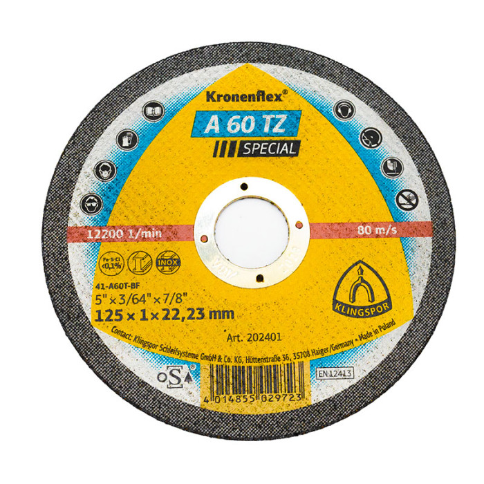 Відрізний диск по металу 125х1х22.23 мм KLINGSPOR KRONENFLEX A24 Extra