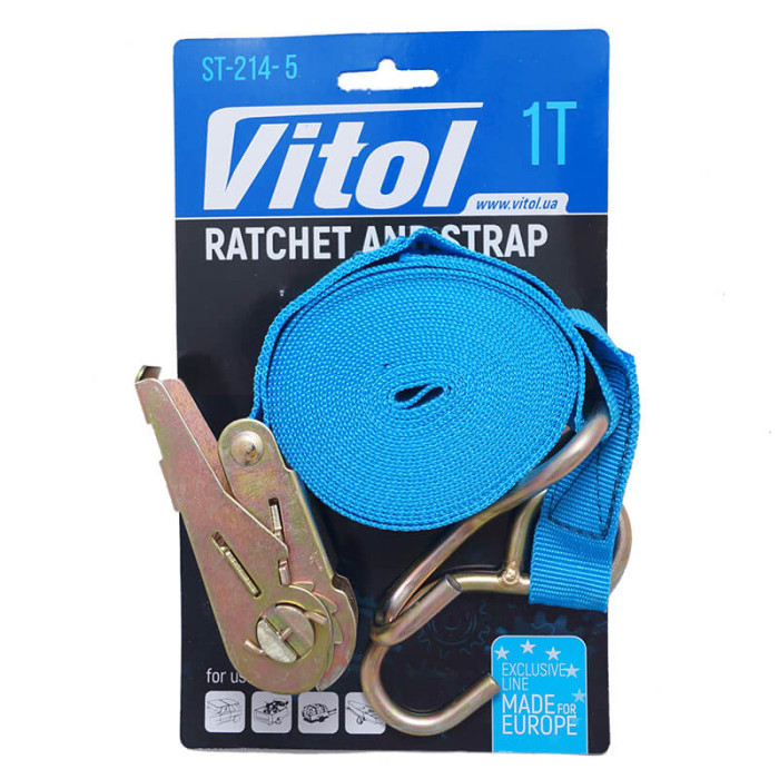 Трос стяжний Vitol ST 214-5 1 т стрічка 25 мм х 5 м