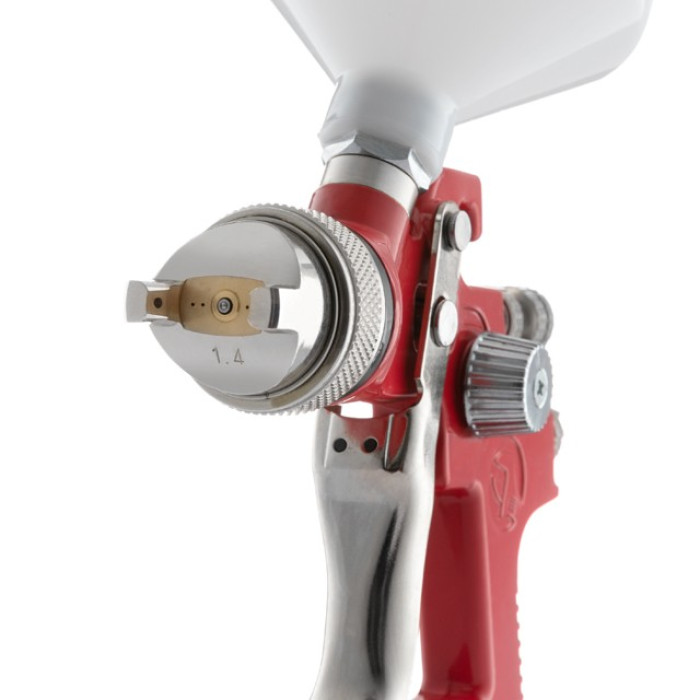 Пневматичний краскопульт HVLP, форсунка 1.4мм, верхній пластиковий бачок 600мл., 3бар INTERTOOL PT-0104