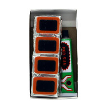 Набір для ремонту камер та шин Red Sun RS4803, клей + латки 35х25 мм - 48шт.