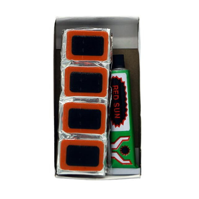 Набір для ремонту камер та шин Red Sun RS4803, клей + латки 35х25 мм - 48шт.