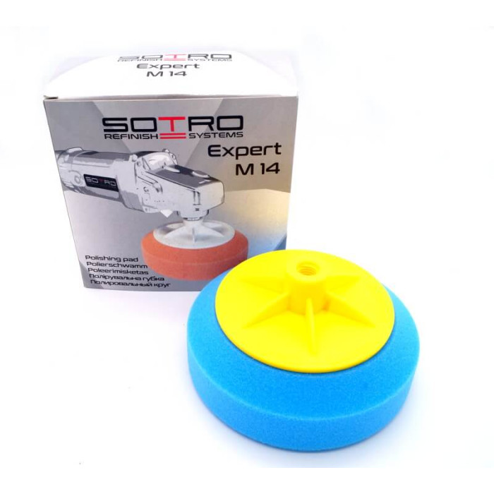 Губка полірувальна SOTRO M14/D150мм/H50мм блакитна - Надтверда (T091401)