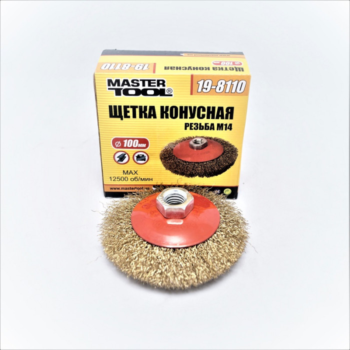 Щітка конусна з рифленого дроту MASTERTOOL М14 D100 мм (19-8110)