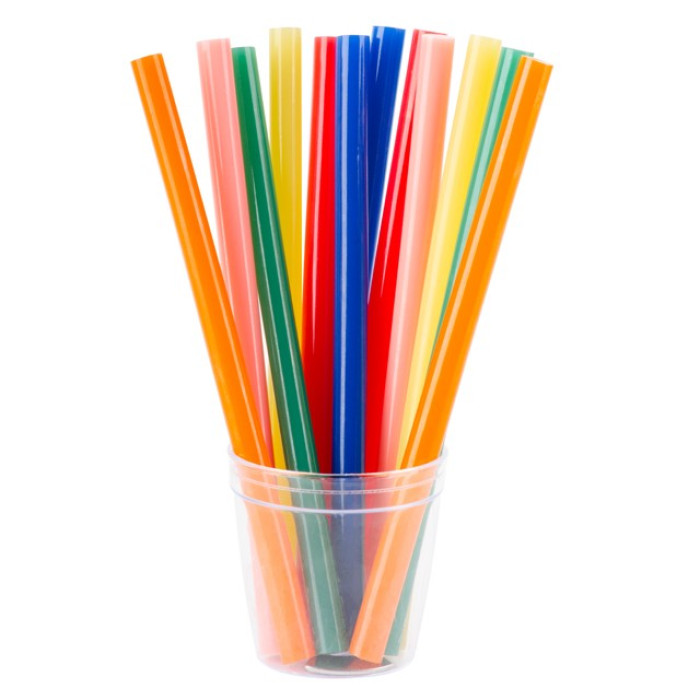 Комплект кольорових клейових стрижнів 11.2 мм x 200 мм, 12шт INTERTOOL RT-1028