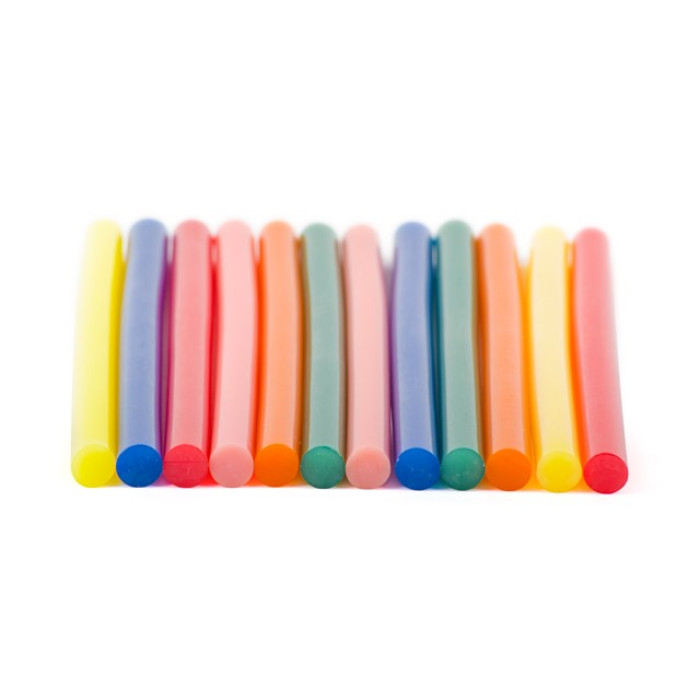 Комплект кольорових клейових стрижнів 11.2 мм x 200 мм, 12шт INTERTOOL RT-1028