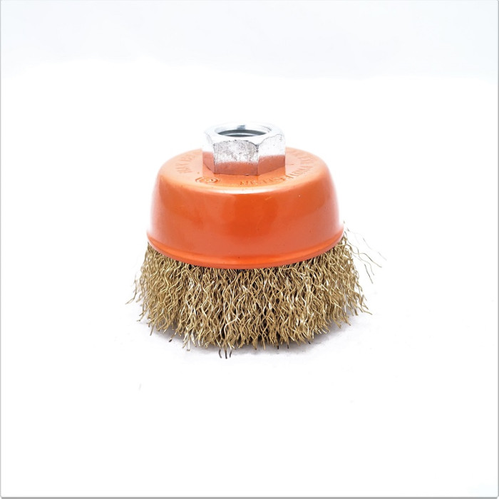 Щітка чашка для УШМ, кручений латунований дріт (65 мм) Sturm 5240101