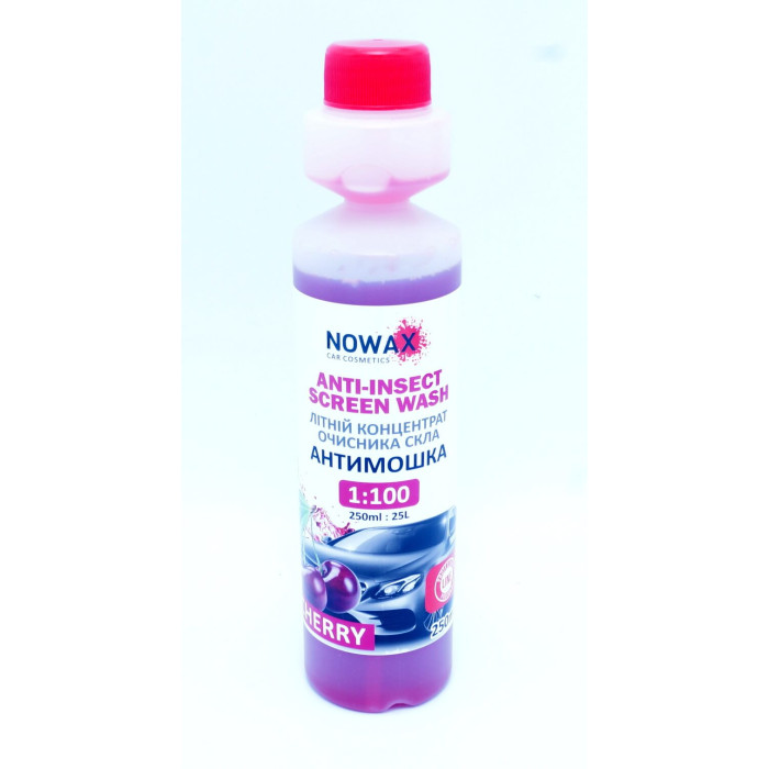 Омивач літній NOWAX Anti-Insect Screen Wash вишня, 250мл (арт. NX25225)