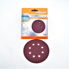 Коло шліфувальне Sturm 9010-H125-120, 125 мм, 8 отворів, P120, липучка (ціна за упаковку)