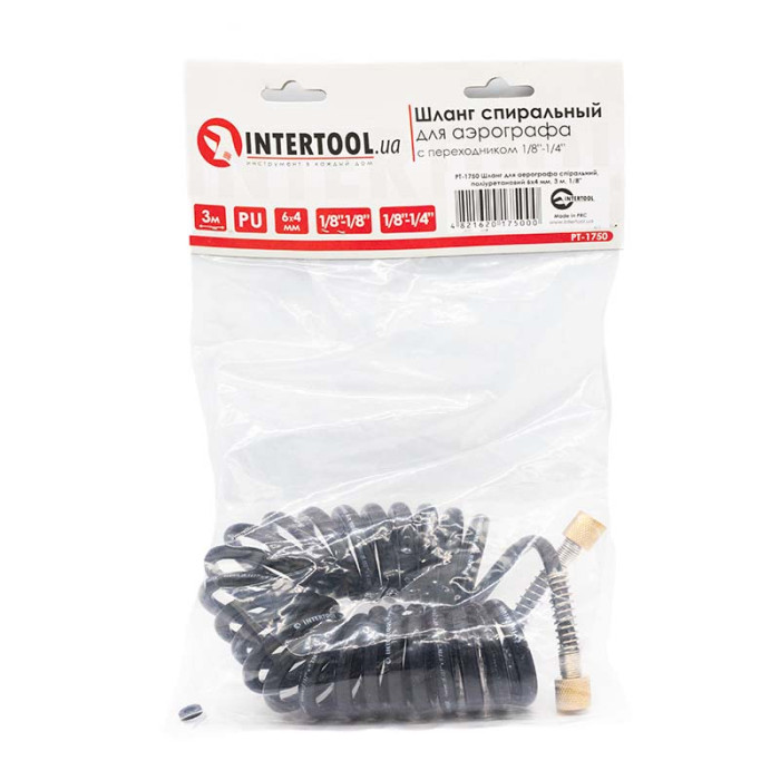 Шланг для аерографа, поліуретановий 6*4 мм, 3 м, 1/8'-1/8' INTERTOOL PT-1750