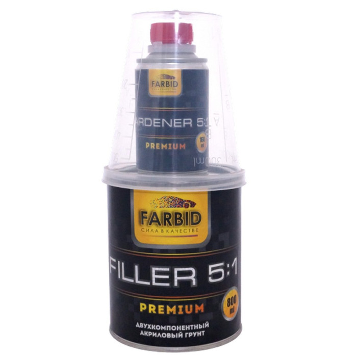 Грунт-наповнювач двокомпонентний акриловий, сірий Farbid premium 5+1 (0,8л + отв.0,16л)