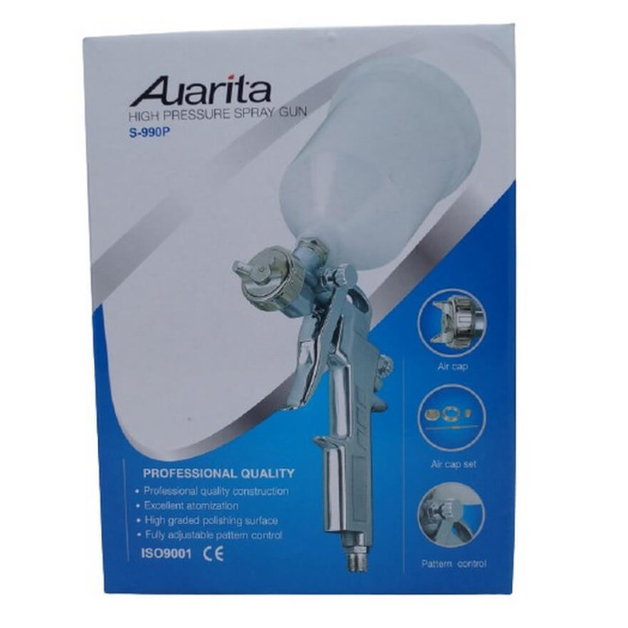 Пістолет фарбувальний AUARITA HP 1.5 мм, S-990P верхній пластиковий бачок