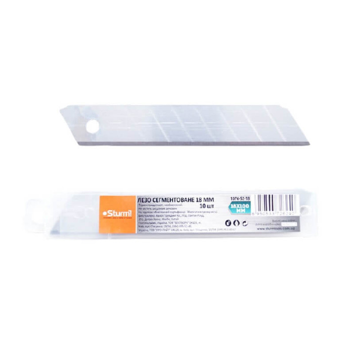 Упаковка запасних сегментних лез 18мм Sturm (10шт/упаковка)