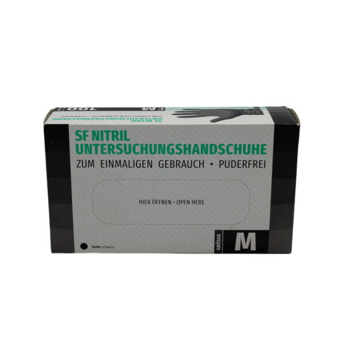 Рукавички нітрилові неопудрені SF Nitril Black, чорні, M (ціна за пару)